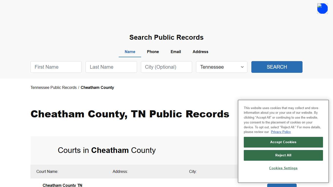 Cheatham County, TN Public Court, Arrest and Inmate Records - ThePublicIndex